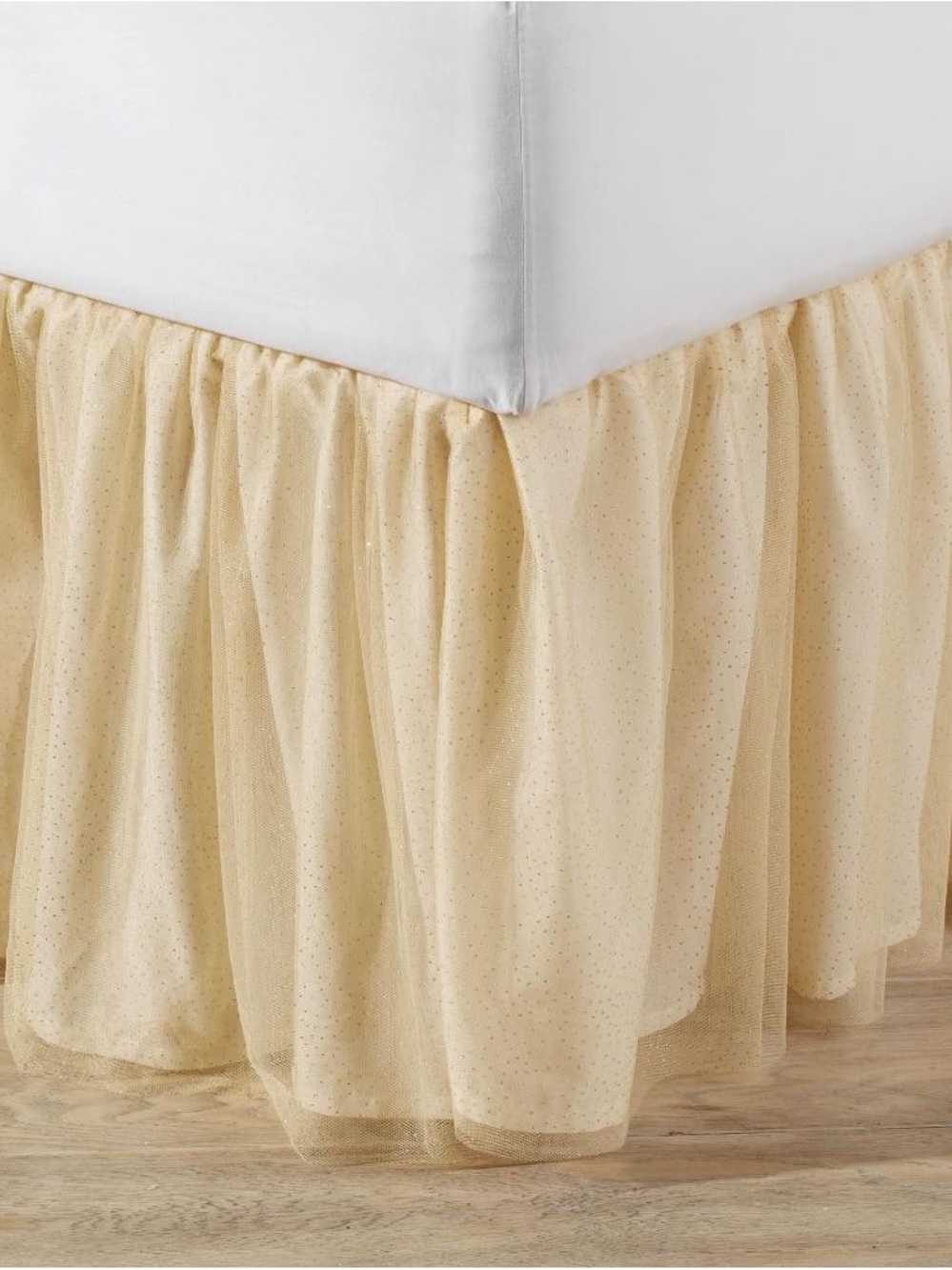 Pottery Barn Teen Gold Tulle Glitter Bed Skirt Queen 18” Drop PBteen